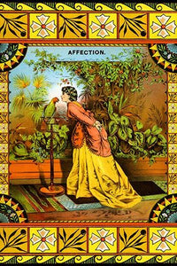 Vintage Tobacco Label Poster Print of a Woman Kissing Her Parrot