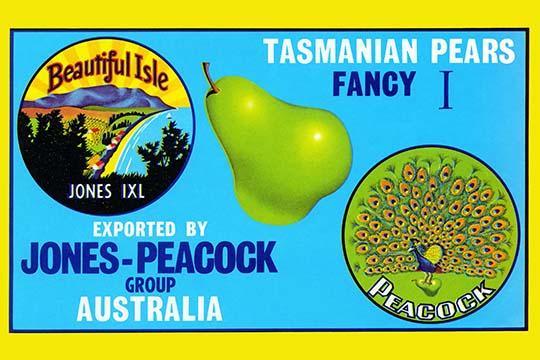 Fruit Crate Box Vintage Poster Print showcasing colorful labels from Tasmania