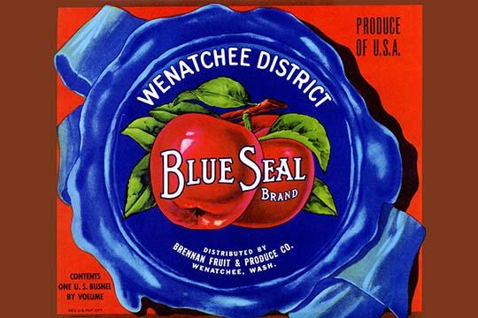 Vintage One US Bushel of Washington State Apples crate label poster print