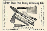Factory Advertisement Poster Print showcasing tool restoration in Baltimore, Maryland.