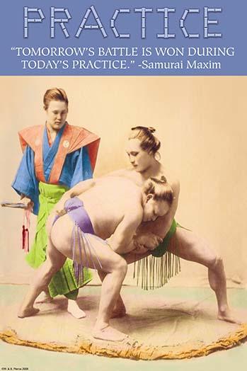 Tomorrow's Battle is Won During Today's Practice Samurai Maxim Poster Print by Wilbur Pierce