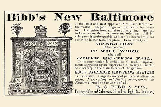 Bibb Heater Fireplace Poster Print showcasing New Baltimore model
