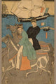 Yokohama Reflection of Cultures Print by Sadahide Utagawa featuring two French men on horseback along the shoreline.