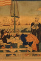 Japanese triptych print featuring geishas and courtesans by Sadahide Utagawa