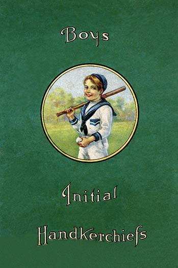 Poster print of a Victorian boy dressed as a sailor playing baseball.