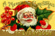 Jovial Santa Claus Postcard Poster Print featuring holly branch and berries.