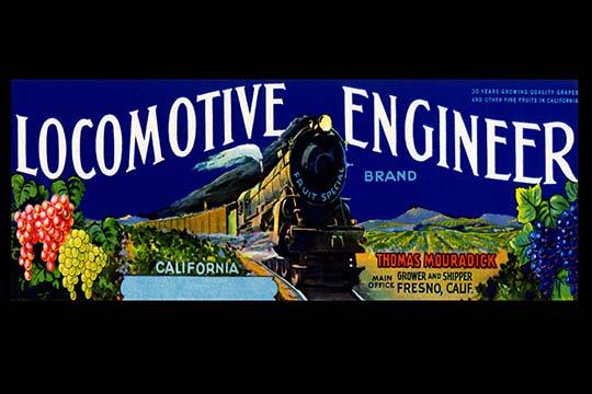 California grapes freight train vintage label poster print