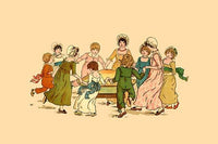 Old-Fashioned Alphabet Book Print by Kate Greenaway, nursery rhyme illustration.