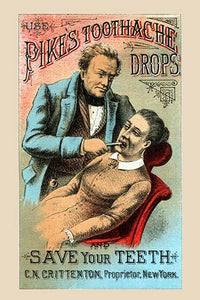 Victorian trade card poster print featuring early toothpaste advertisement