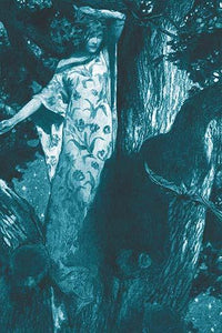 Our Tree Top Library poster print depicting a young dryad among treetop branches.