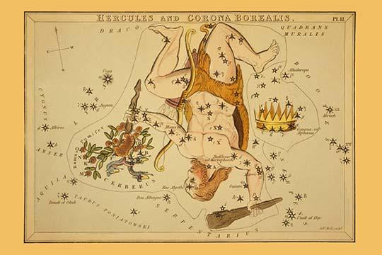 Hercules vs. Cerberus Astronomical Chart Poster Print by Aspin Jehosaphat
