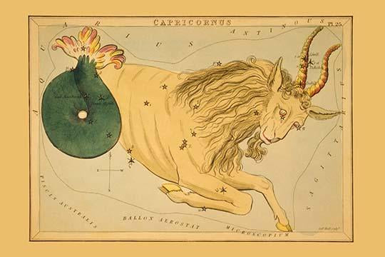 Astronomical chart showing a goat forming the constellation poster print by Aspin Jehosaphat.