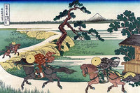 Riders on Horses Poster Print by Katsushika Hokusai featuring dynamic movement