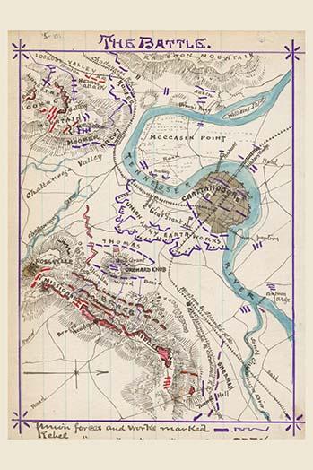 Civil War Battle at Lookout Mountain Poster Print depicting Union forces attacking Missionary Ridge.