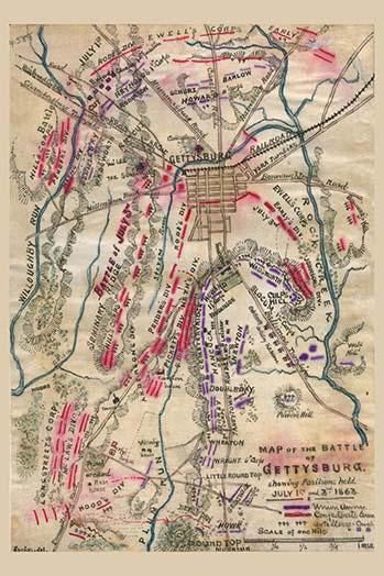 Civil War troop disposition map poster print showing strategic movements.
