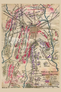 Civil War troop disposition map poster print showing strategic movements.
