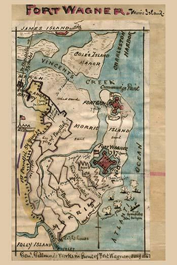 Fort Wagner Union Assault Poster Print depicting Civil War history