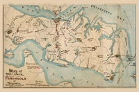 Civil War Fortifications Map Poster Print from 1862 - Historical Artwork