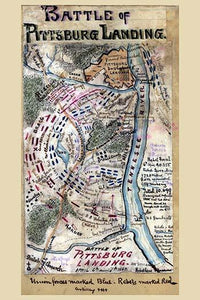Shiloh Battlefield Map Poster Print showing Confederate assault directions.