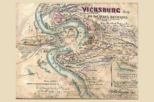 Vicksburg & Jackson Railroad Map Poster Print showcasing the Western Theater of the Civil War.