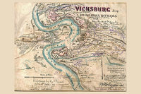 Vicksburg & Jackson Railroad Map Poster Print showcasing the Western Theater of the Civil War.