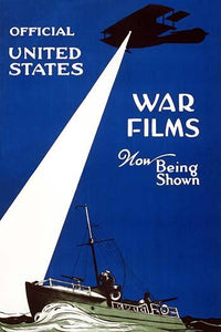 Official United States War Films Airplane Poster Print depicting a sailor on a gunboat.