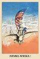 Columbia riding an eagle with American flag poster print