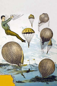 Aerial Balloon Performance Poster Print with Spectators Below