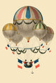 French Balloon Craft Poster Print with French Flags and Men in Flight