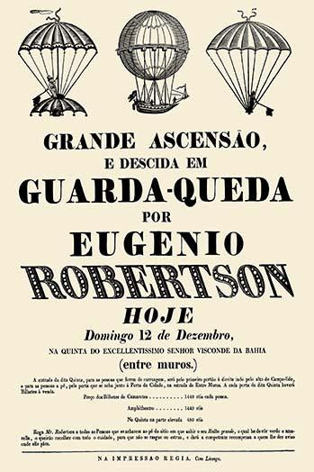 Eugene Robertson Balloon Ascension Poster Print featuring balloon and parachutes.