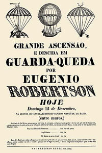 Eugene Robertson Balloon Ascension Poster Print featuring balloon and parachutes.