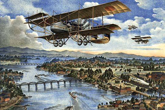 Japanese Army Attacks from Sky, Water, and Shore Poster Print