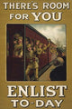 Poster print of soldiers boarding a train, a historical scene.