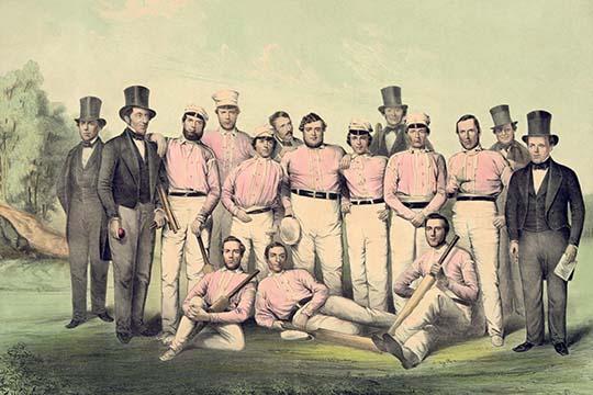 Colorized New England Baseball Team poster print by Bufford.