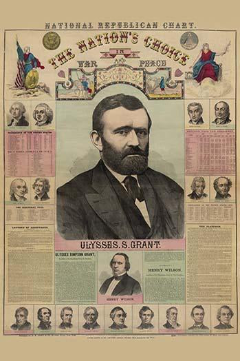 National Republican Chart with Grant Portrait Poster Print