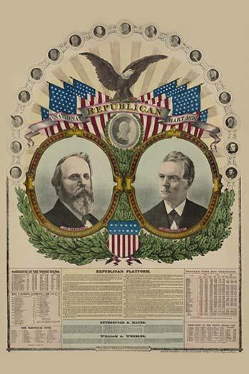 Rutherford B. Hayes and William A. Wheeler Portraits Poster Print showcasing U.S. Presidents.