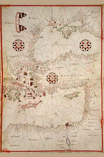 Portolan Map of Turkey Mediterranean Adriatic Aegean Poster Print