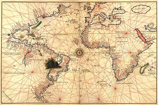 World Map from Portolan Atlas - Oval Projection Poster Print