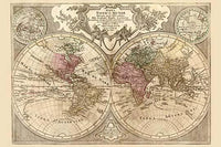 Two Spheres in Circles Ribbon Flourish Poster Print by Guillaume de L'Isle