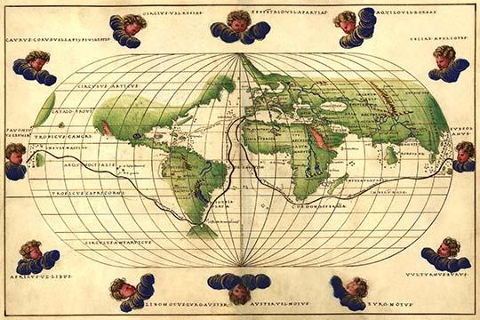 Winds of the World vintage art poster print by Battista Agnese.