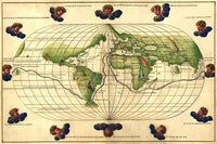 Winds of the World vintage art poster print by Battista Agnese.
