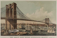 Great East River Suspension Bridge poster print showcasing New York and Brooklyn.