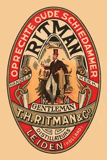 T.H. Ritman & Co. Liquor Label Poster Print showcasing vintage Dutch distilling art.