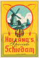 Early Dutch liquor label poster print featuring a windmill and sailboat.