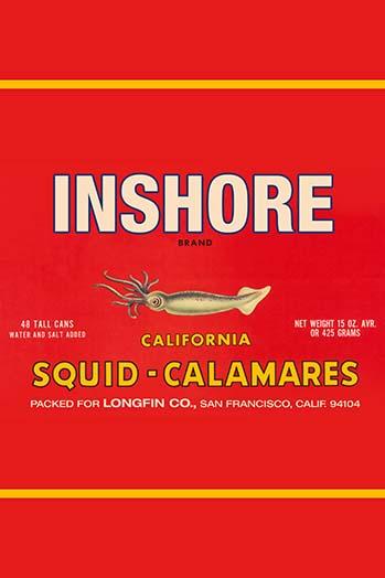 Vintage Squid Crate Label Poster Print by Paris Pierce