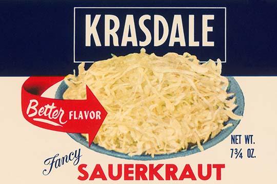 Vintage American Sauerkraut Label Poster Print showcasing can label design.