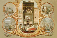 Vintage sewing machine advertising poster print at 495 Broadway, NYC.