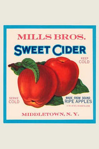 Vintage label art poster print of The Mills Brothers Sweet Cider.
