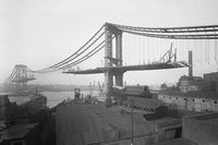 Manhattan Bridge Under Construction Poster Print showcasing iconic New York architecture.