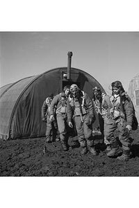 Tuskegee Airmen exiting the parachute room poster print from March 1945.